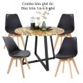 Combo bàn tròn 1m gỗ tràm và 4 ghế nệm Eames CBBA102
