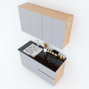Hệ tủ bếp mini hiện đại 1m4 gỗ tự nhiên TBT001
