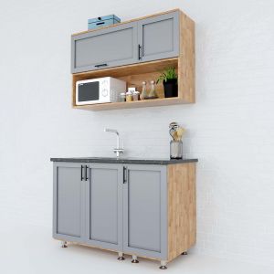 Hệ tủ bếp mini gỗ tự nhiên 1m2 TBT002