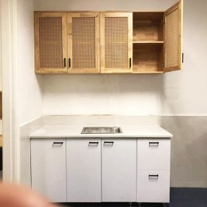 Hệ tủ bếp mini hiện đại 1m6 nhiều ngăn gỗ tự nhiên TB003