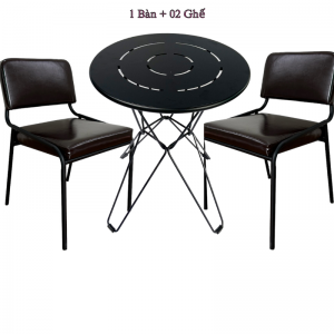Bộ bàn cà phê bàn ăn tròn bằng sắt CBTT007