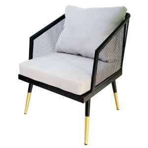 Ghế sofa đơn nệm vải xám khung sắt đen GSD027