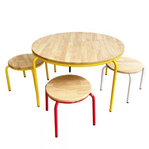 Bộ bàn 4 ghế mầm non mặt gỗ chân sắt nhiều màu KGD016 
