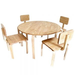 Bộ bàn và 4 ghế mầm non gỗ tự nhiên KGD018