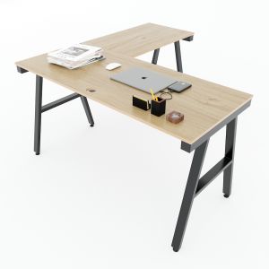 Bàn chữ L mặt bàn chính 140cm gỗ Plywood chân sắt Aconcept HBAC033