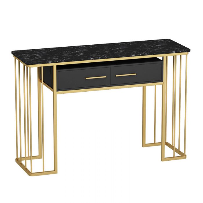 Bàn console, bàn trang trí mặt đá trắng khung sơn vàng CST003