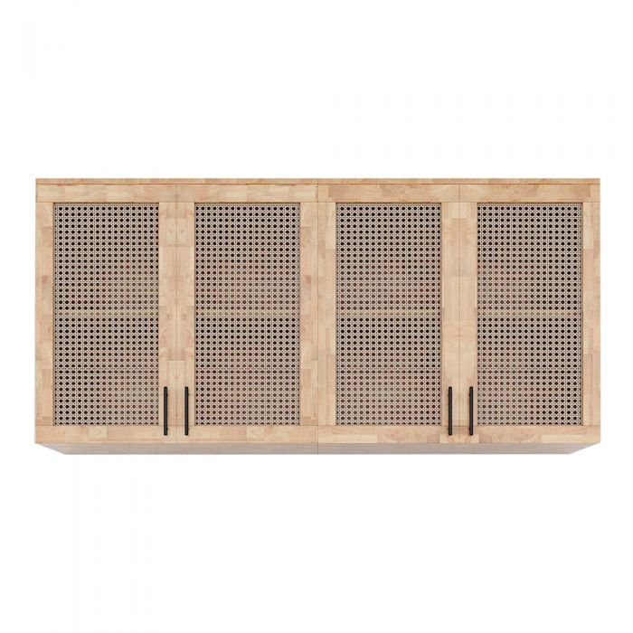 Tủ bếp trên 4 cánh gỗ cao su cửa lưới 160x35x75cm TBT001