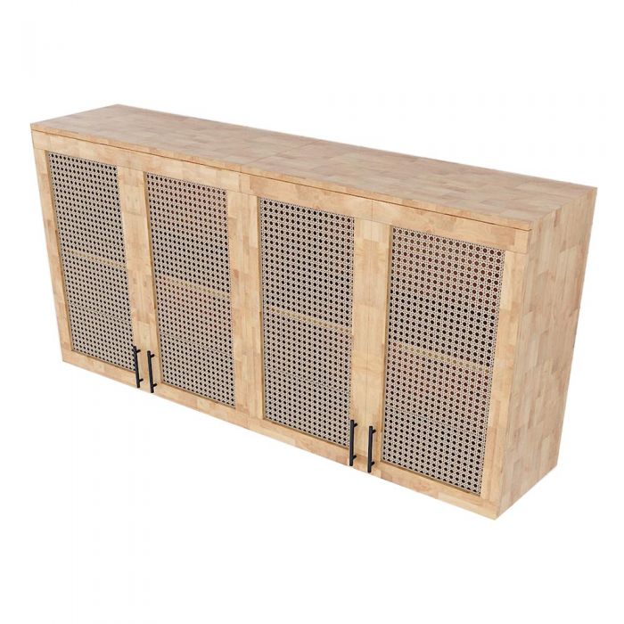 Tủ bếp trên 4 cánh gỗ cao su cửa lưới 160x35x75cmTủ bếp trên 4 cánh gỗ cao su cửa lưới 160x35x75cm TBT001