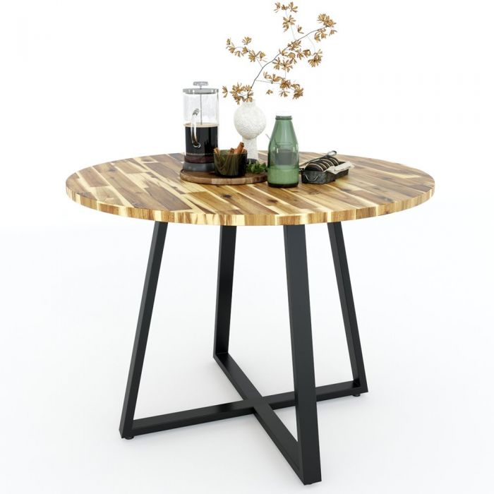 Combo bàn tròn 1m gỗ tràm và 4 ghế nệm Eames CBBA102