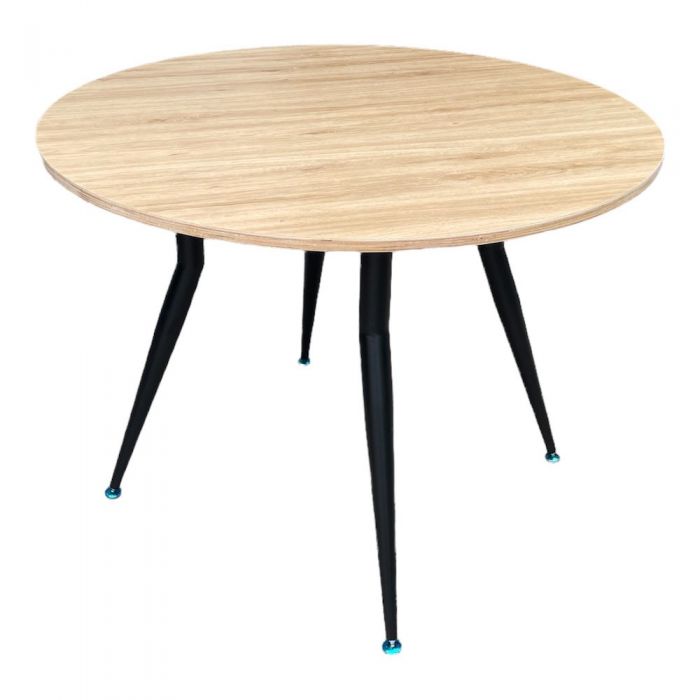 Combo bàn tròn gỗ 1m và 4 ghế nệm da cao cấp CBBA100