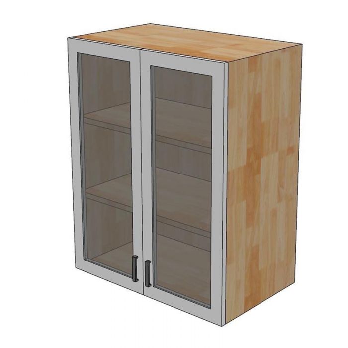 Tủ bếp trên gỗ tự nhiên 60cm hệ 2 cửa kính mở TBT022