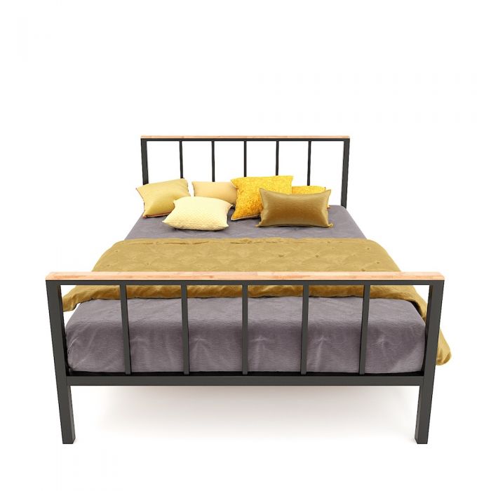 Giường ngủ khung sắt gỗ tự nhiên dày 17mm GN010
