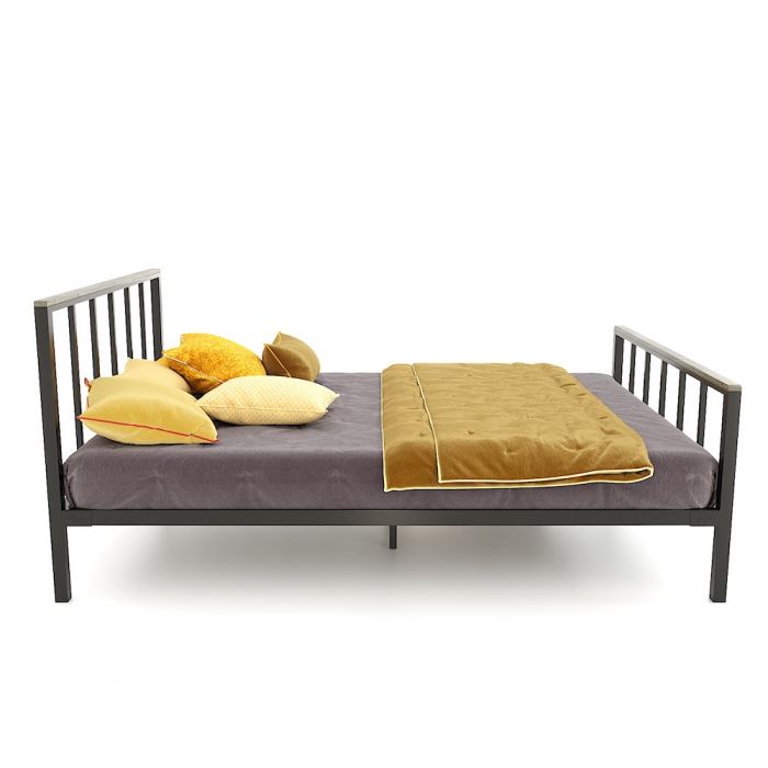 Giường ngủ khung sắt gỗ tự nhiên dày 17mm GN010