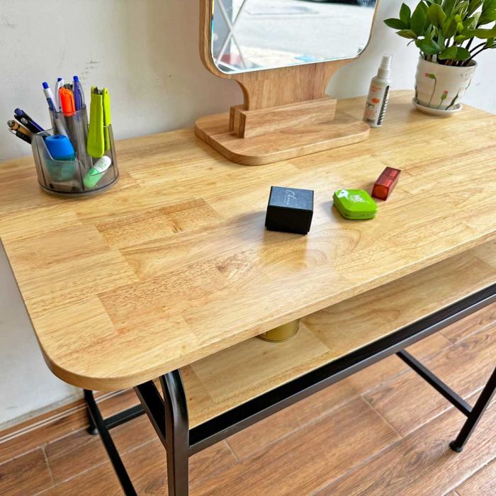 Bàn Trang Điểm Khung Sắt Gỗ 2 Tầng BTD047