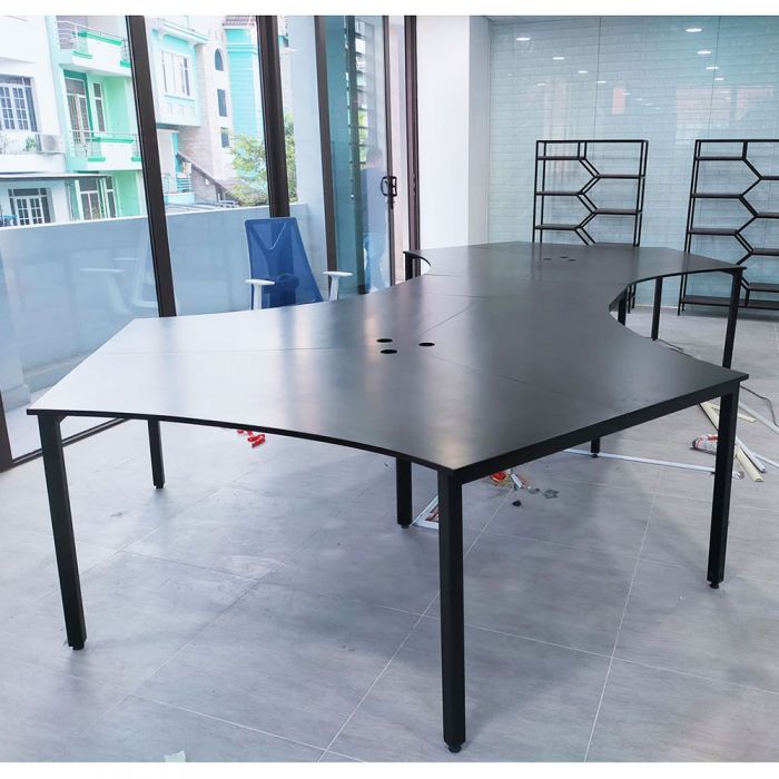 Bàn văn Phòng 6 Chổ Ngồi Chân Lắp Ráp HBUC029