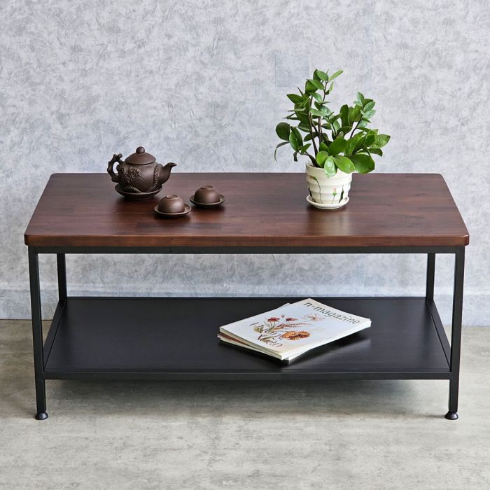 Bàn trà chữ nhật 100x50cm gỗ tràm chân sắt TT048