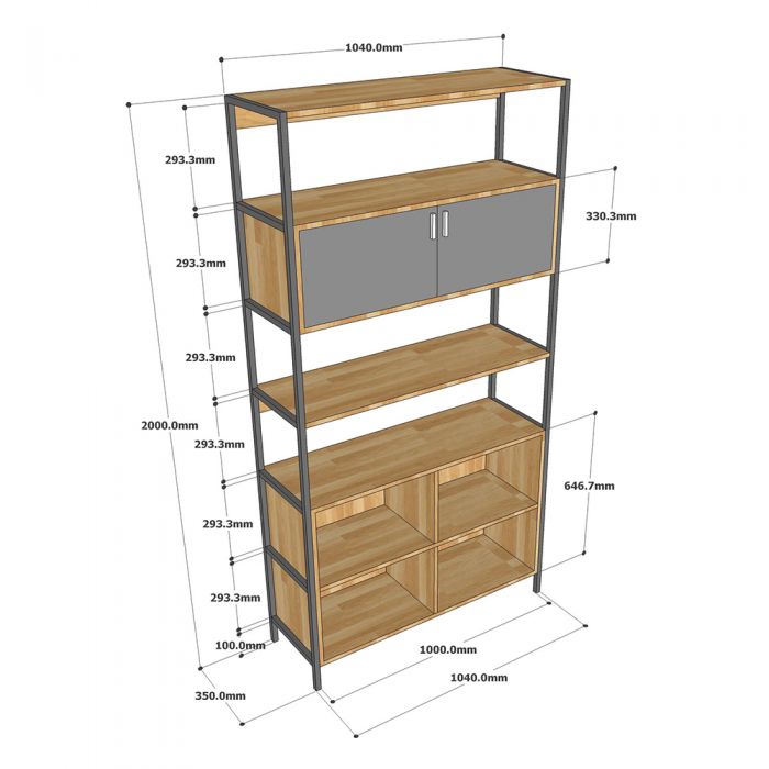 Kệ trang trí gỗ tự nhiên khung sắt KTB012