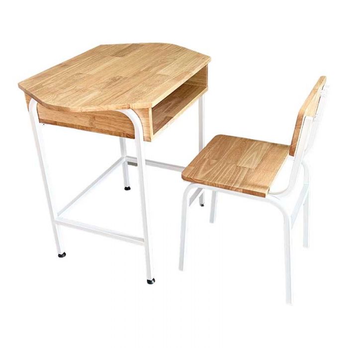 Bộ bàn ghế đơn trường học gỗ chân sắt BGHS010 