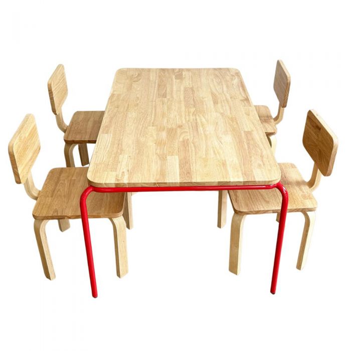 Bộ bàn mầm non 120x60cm và 4 ghế gỗ có tựa lưng KGD017
