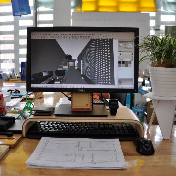 Kệ màn hình MonitorStand cong màu gỗ ( 49cmx20cm) MS011 