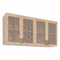 Tủ bếp trên 4 cánh gỗ cao su cửa lưới 160x35x75cm TBT001