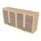 Tủ bếp trên 4 cánh gỗ cao su cửa lưới 160x35x75cm TBT001