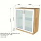 Tủ hồ sơ 2 tầng cửa kính gỗ tự nhiên 80x40x87cm THS001