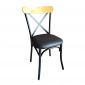 Ghế cafe, ghế ăn khung sắt gỗ đít nệm màu nâu GSK016